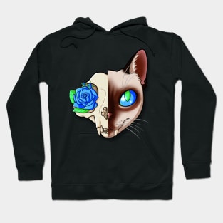 Blue Rose Cat Skull Hoodie